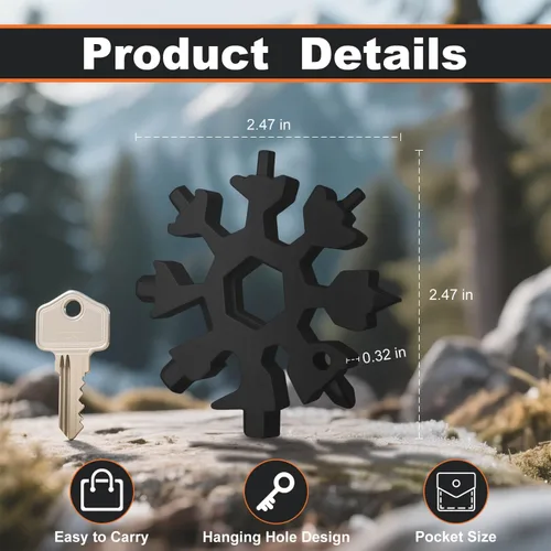 Miniatura 2 de Juego de Herramientas Multiusos en Forma de Copo de Nieve, 2 Pack - Multiherramienta de Acero Inoxidable 18 en 1 con Mosquetón, Abrebotellas
