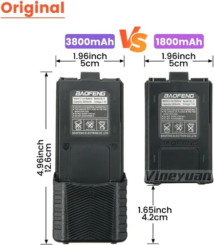 Miniatura 5 de BL-5L 3800mAh Batería extendida para UV-5R UV-5RA UV-5RB UV-5RE BF-F8HP Series Radio Batería con cable cargador USB