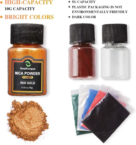 Miniatura 5 de Smalltongue Polvo de mica para resina epoxi, 36 colores, botellas de 0.35 oz (10g) con purpurina de mica, pigmento para brillo de labios
