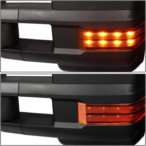 Miniatura 5 de DNA Motoring TWM-028-T888-BK-AM Espejos de remolque alimentados + calor + señal de giro ámbar compatibles con Silverado/Suburban/Avalanche/Tahoe
