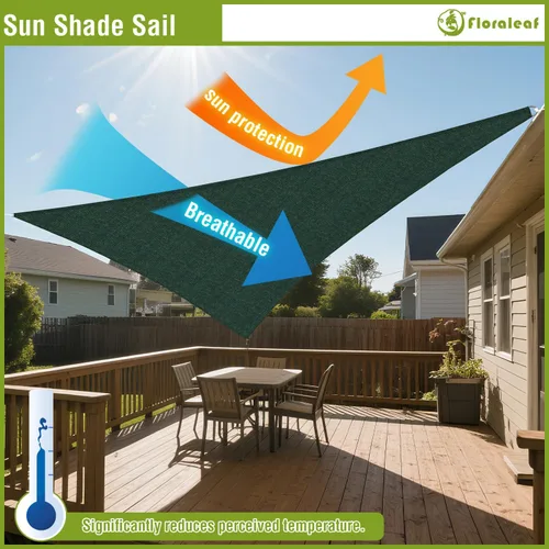 Miniatura 5 de Toldo triangular derecho, color verde, 2 x 2 x 3 pies, tela permeable al aire, toldo resistente para patio, jardín, al aire libre