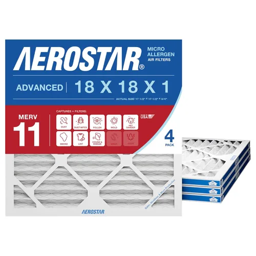 Miniatura 7 de Aerostar Filtro de aire MERV 8 de 18 x 18 x 1, 4 unidades, tamaño real (17.50 x 17.50 x 0.75), HVAC, aire acondicionado y filtro de horno que