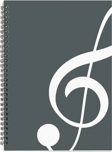 Miniatura 11 de Cuaderno con hojas en blanco para música, composición, manuscrito, con diseño de teclado de piano, 50 hojas, 26 x 19 cm., negro, (Black Music)