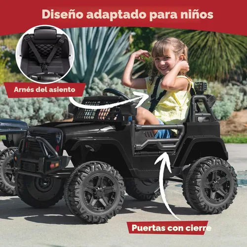Miniatura 5 de Best Choice Products Camión de juguete de 12 V para niños con control remoto para padres, suspensión de resortes, luces LED, puerto AUX - Negro