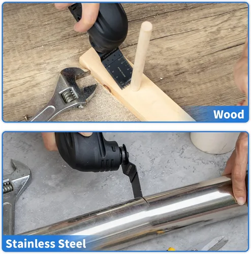 Miniatura 3 de LONGTERM 100 piezas de hojas oscilantes de madera de dientes largos, OIS de liberación rápida, para madera dura/madera blanda/MDF/madera