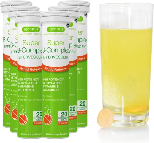 Miniatura 8 de Igennus Super B-Complex Suplemento efervescente líquido metilado de vitamina B, bebida energética de acción rápida, sin cafeína y azúcar, sabor a