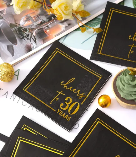Miniatura 5 de Servilletas de cóctel para celebrar años - paquete de 50 - servilletas de cumpleaños desechables de 3 capas de 5x5 pulgadas, servilletas de papel