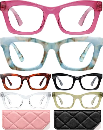 Miniatura 10 de CCVOO Anteojos de lectura estilo Oprah para mujeres, elegantes anteojos, lectores de luz azul para mujeres, anteojos de lectura Mezcla A1