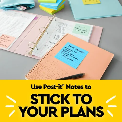 Miniatura 9 de Notas Post-it, 3 x 5 pulgadas, 5 blocs de notas adhesivas forradas, 100 hojas por bloc, colección de fantasía floral, suministros de regreso a