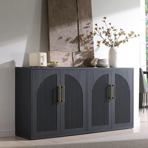 Miniatura 22 de ACCOHOHO Aparador de puerta arqueada, gabinete de buffet, gabinete de acento con estante ajustable, gabinete modular de madera para comedor, sala