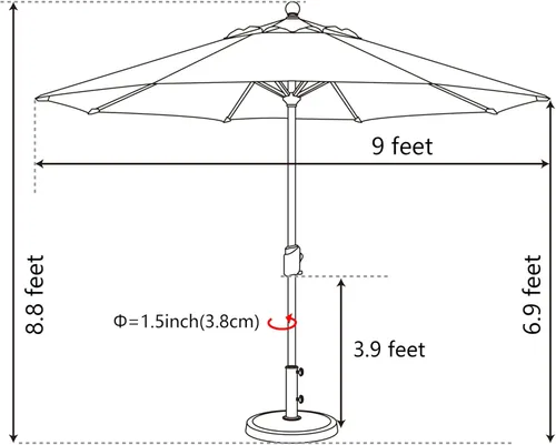 Miniatura 6 de EliteShade USA Sombrilla de Mercado de 9 Pies con Garantía de 10 Años Sin Decoloración, Sombrilla de Patio, Sombrilla de Mesa para Exteriores