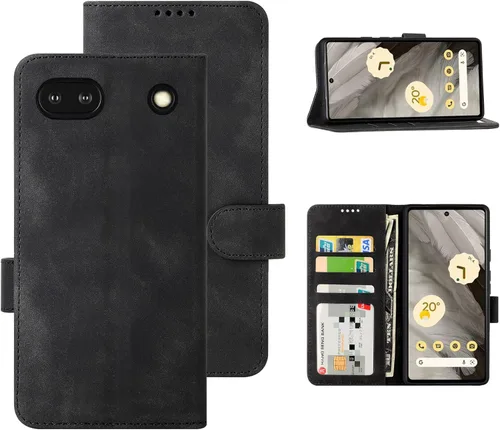 Miniatura 16 de Funda tipo cartera con tapa para Google Pixel 6a, [piel sintética + parachoques de TPU] [3 ranuras para tarjetas] [función de soporte]
