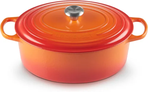 Le Creuset Horno holandés ovalado Signature de hierro fundido esmaltado, 8 cuartos de galón., Llama