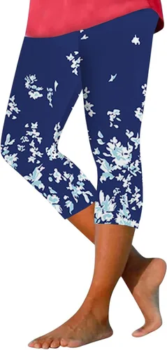 Featur - Leggings de yoga recortados para mujer, cintura alta, pantalones capri elásticos con costuras de encaje, talla grande, pantalones de