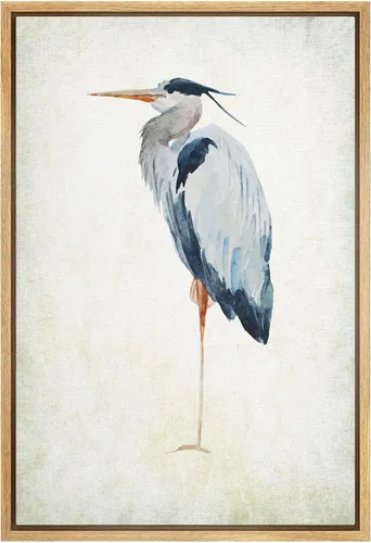 Miniatura 23 de wall26 Lienzo enmarcado para pared, acuarela, azul pastel, garza, galápagos, aves, animales, ilustraciones de naturaleza salvaje, arte moderno