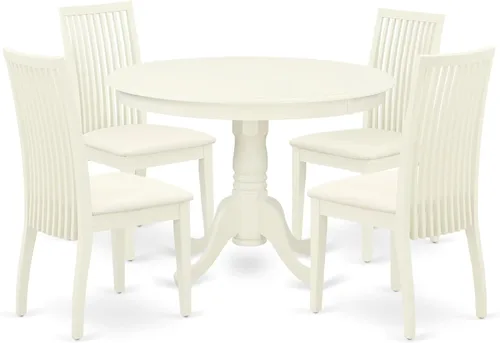 Miniatura 7 de East West Furniture HLIP3-BMK-W - Juego de comedor de 3 piezas que contiene una mesa de comedor redonda con pedestal y 2 sillas de cocina, 42 x 42