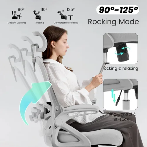 Miniatura 7 de Fizzin Silla de oficina, silla de oficina ergonómica con reposacabezas ajustable, silla de computadora de soporte lumbar, silla de escritorio de 400