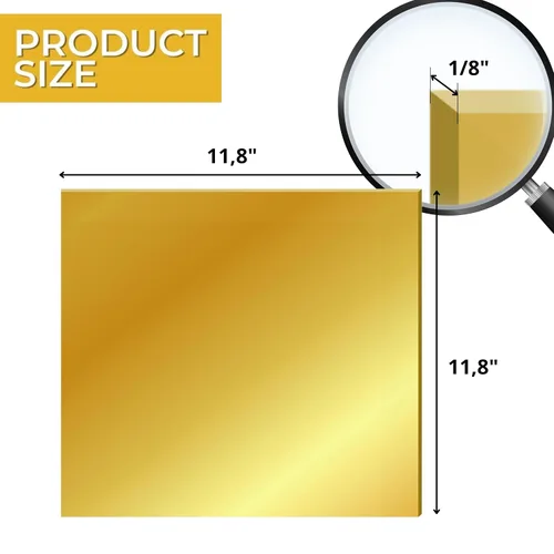 Miniatura 3 de 4 hojas acrílicas doradas espejadas – Hojas de espejo dorado de 12 x 12 pulgadas, hoja de acrílico fundido de 1/8 para borde pulido con láser