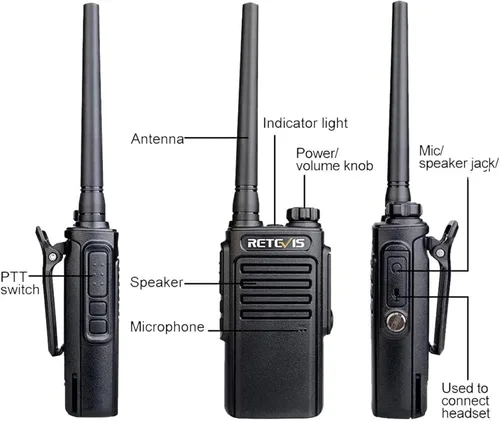 Miniatura 11 de Retevis RT47 IP67 - Radio de 2 vías impermeable IP67, radio bidireccional resistente con micrófono, totalmente a prueba de polvo, resistente al Negro