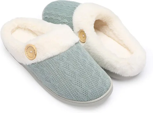Miniatura 16 de Chantomoo Pantuflas para Mujer Cálidas y Cómodas con Espuma Viscoelástica Pantuflas de Casa Zapatos de Punto con Forro de Piel Sintética Suela