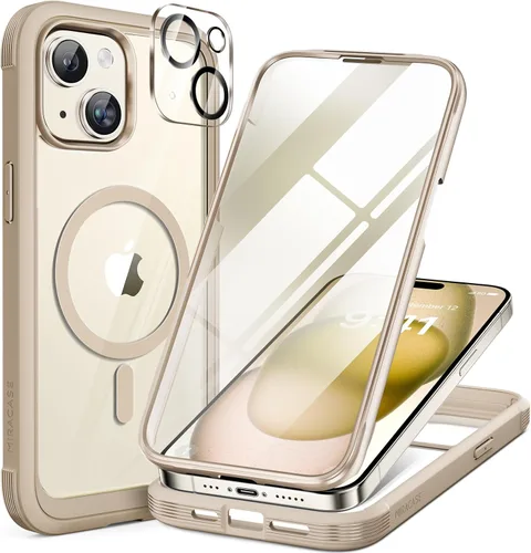Miniatura 191 de Miracase Funda para iPhone 13 de 6.1 pulgadas, [sin burbujas] funda de teléfono de cuerpo completo con pantalla de vidrio completa integrada, sin