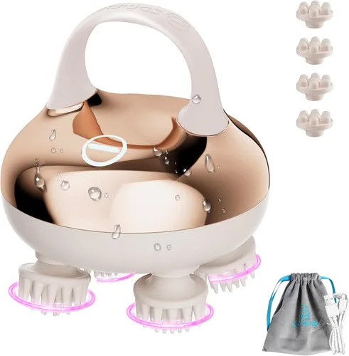 Miniatura 14 de COMFIER Masajeador de cuero cabelludo inalámbrico con 3 modos de amasado, regalos, masaje de cabeza impermeable con 8 garras para limpieza profunda