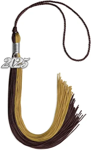 Miniatura 182 de Endea Graduation Borla de doble color con gota de fecha plateada (negro/oro antiguo, 2025)