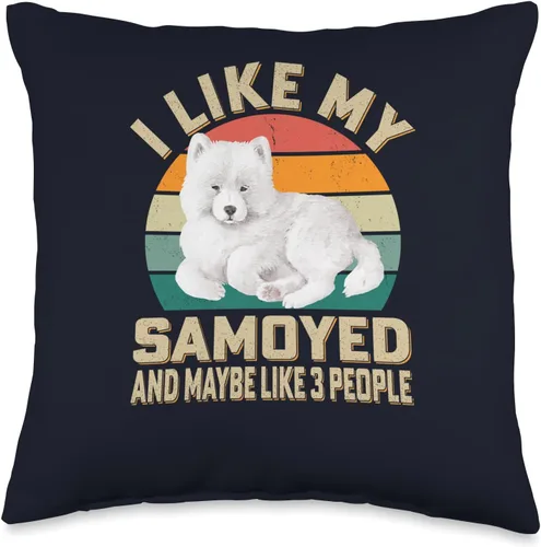 Samoyed Russian Dog Lovers & Owners Gifts & Tees Samoyed Dog And Maybe Like 3 People - Almohada retro vintage, 16 x 16 pulgadas, multicolor