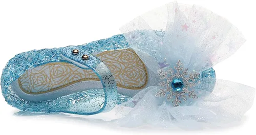 Miniatura 4 de OMGard Zapatos de gelatina para niñas, sandalias de cumpleaños de princesa de reina de la nieve para niñas pequeñas, sandalias azules con purpurina