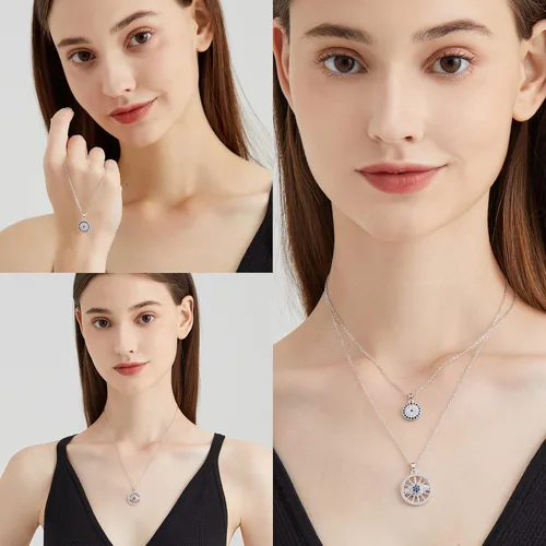Miniatura 15 de Collar contra el mal de ojo para mujer, chapado en oro de 18 quilates, collar con capas de mal de ojo, hecho a mano, collar de protección ajustable