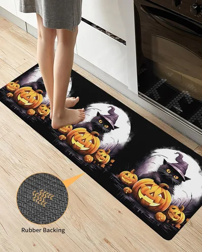 Miniatura 3 de Tapete de baño de Halloween para bañera, antideslizante, de secado rápido y absorbente, tierra de diatomeas, fregadero, dormitorio, cocina, tapete