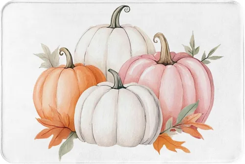 Miniatura 29 de Alfombra de baño para baño, calabaza, otoño, granja, Acción de Gracias, alfombra de ducha de espuma viscoelástica antideslizante, alfombra pequeña