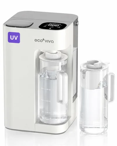 Miniatura 9 de Ecoviva Mate 3 - Filtro de agua de ósmosis inversa para encimera, sin instalación, jarra portátil de llenado automático, 3:1 de puro para drenar