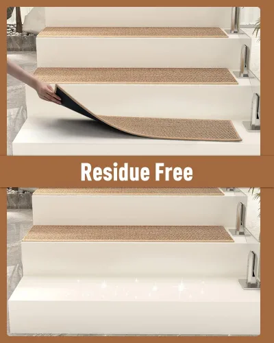 Miniatura 6 de PADOOR Peldaños de escalera antideslizantes, alfombras para escaleras con respaldo de goma para escalones de madera, 1 pieza de peldaños de alfombra