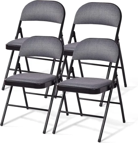 Miniatura 12 de GOFLAME Paquete de 6 sillas plegables, juego de sillas de comedor de tela con asiento acolchado y marco de metal, asiento comercial tapizado