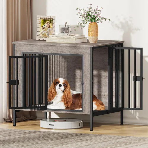 Miniatura 24 de EasyCom Mueble de jaula para perros para 1 o 2 perros, jaulas resistentes para perros individuales/dobles para perros pequeños, medianos y grandes