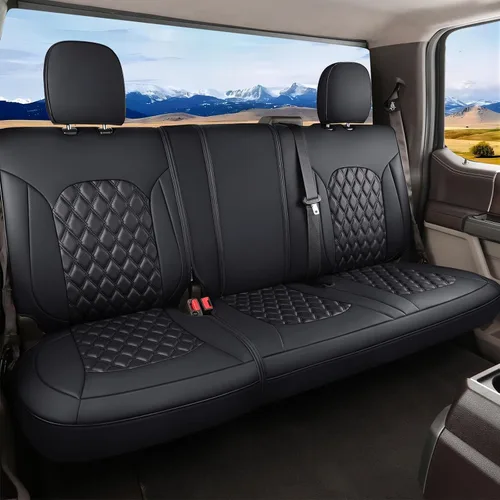 Miniatura 15 de Huidasource Fundas de asiento delantero de automóvil, funda de cojín impermeable de piel sintética F150 para asiento de camión, ajuste personalizado