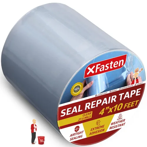 Miniatura 9 de XFasten Cinta de parche y sellado impermeable, color negro, cinta de reparación de goma de 4 pulgadas por 10 pies para reparación de fugas