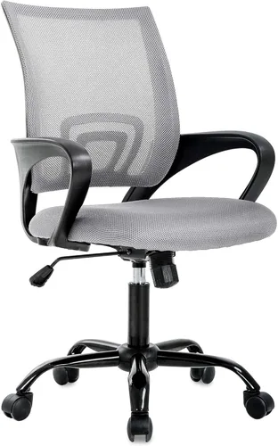 Meet perfect Silla de oficina de escritorio con respaldo medio, silla ergonómica moderna para computadora con soporte lumbar y reposabrazos, silla