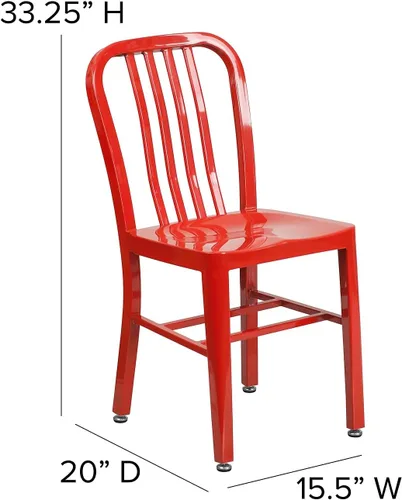 Miniatura 3 de Flash Furniture Silla de metal rojo de grado comercial para interiores y exteriores