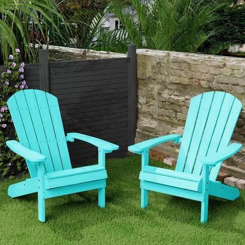 Miniatura 21 de YEFU Silla Adirondack de plástico resistente a la intemperie, sillas de patio con instalación fácil en 5 pasos, se ve exactamente como madera real