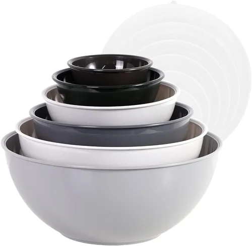 Miniatura 8 de BoxedHome Tazón redondo de plástico sin BPA con tapas, paquete de 12 tazones anidables con tapas, aptos para microondas y lavavajillas, cuencos