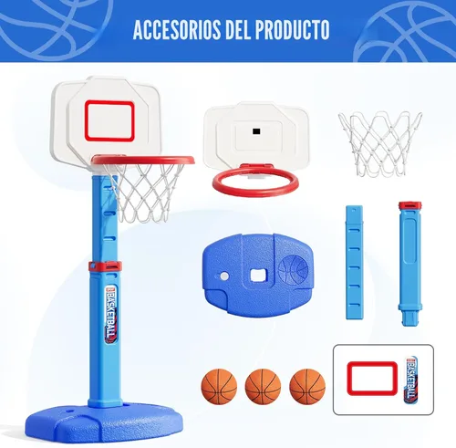 Miniatura 8 de HYES Aro de Baloncesto para Niños Pequeños, Aro de Baloncesto Interior de Altura Ajustable para Niños de 1 a 3 Años, Mini Canasta de Baloncesto