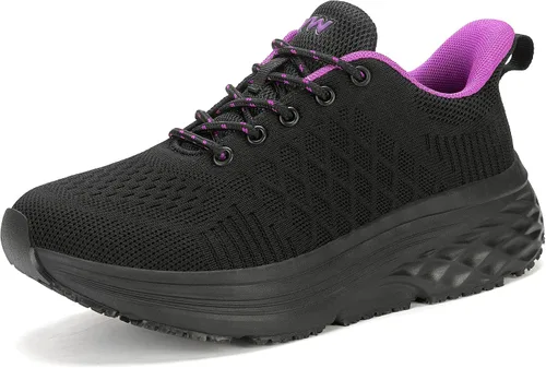 Miniatura 10 de AVW Zapatos de trabajo antideslizantes para mujeres, zapatillas deportivas resistentes al agua para caminar, zapatos para servicio de alimentos