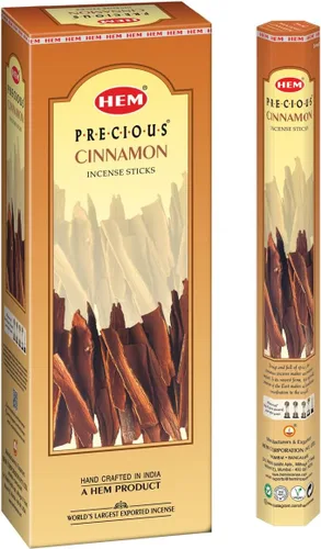 Hem Varitas de incienso de canela – Paquete de 6 cajas Hexa (120 varillas en total) – Aroma cálido y picante de larga duración para meditación,