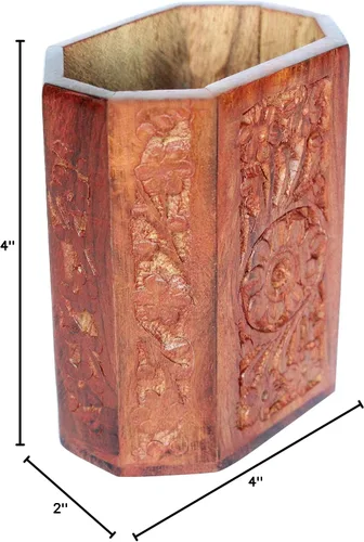 Miniatura 4 de IBLAY Organizador de suministros de escritorio de malla para bolígrafos/portalápices de madera, diseño único para escritorio, oficina y decoración