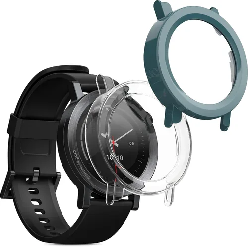 Miniatura 9 de kwmobile Funda compatible con CMF Watch 3 Pro Covers - Vidrio templado 2X con marco de plástico - Transparente/Negro