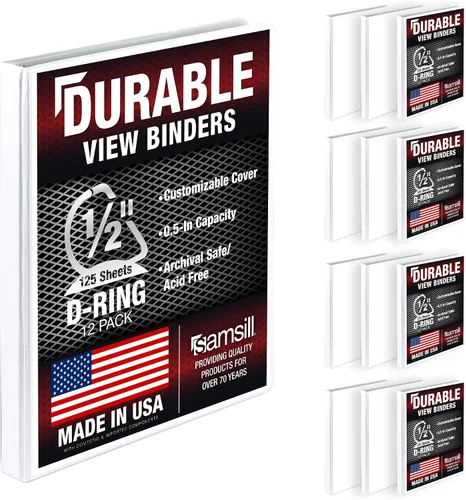 Miniatura 153 de Samsill Carpeta duradera de 1.5 pulgadas, fabricada en los Estados Unidos, carpeta de anillos en D, carpeta transparente personalizable, color rojo