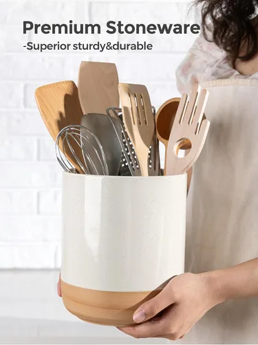 Miniatura 2 de AmorArc Soporte para utensilios de cerámica, 7.25 pulgadas + 5.4 pulgadas de cocina para encimera, organizador de encimera de cocina con parte