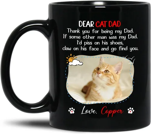 Miniatura 10 de Taza de café personalizada con nombre y foto de gato, marco de fotos personalizado para gato, taza de café negra de 11 onzas y 15 onzas, taza de té